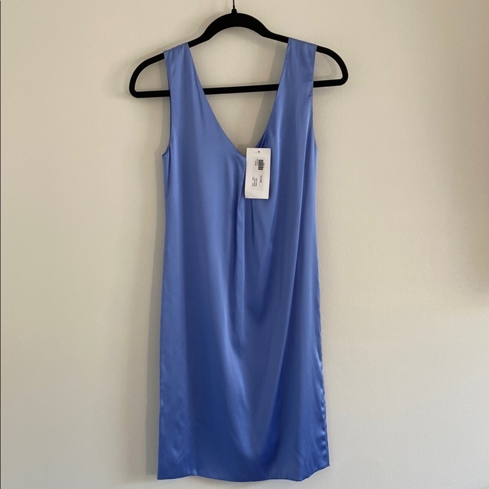 Michelle Farmer Periwinkle VNeck Slip Mini Dress Silk NWT women’s XS